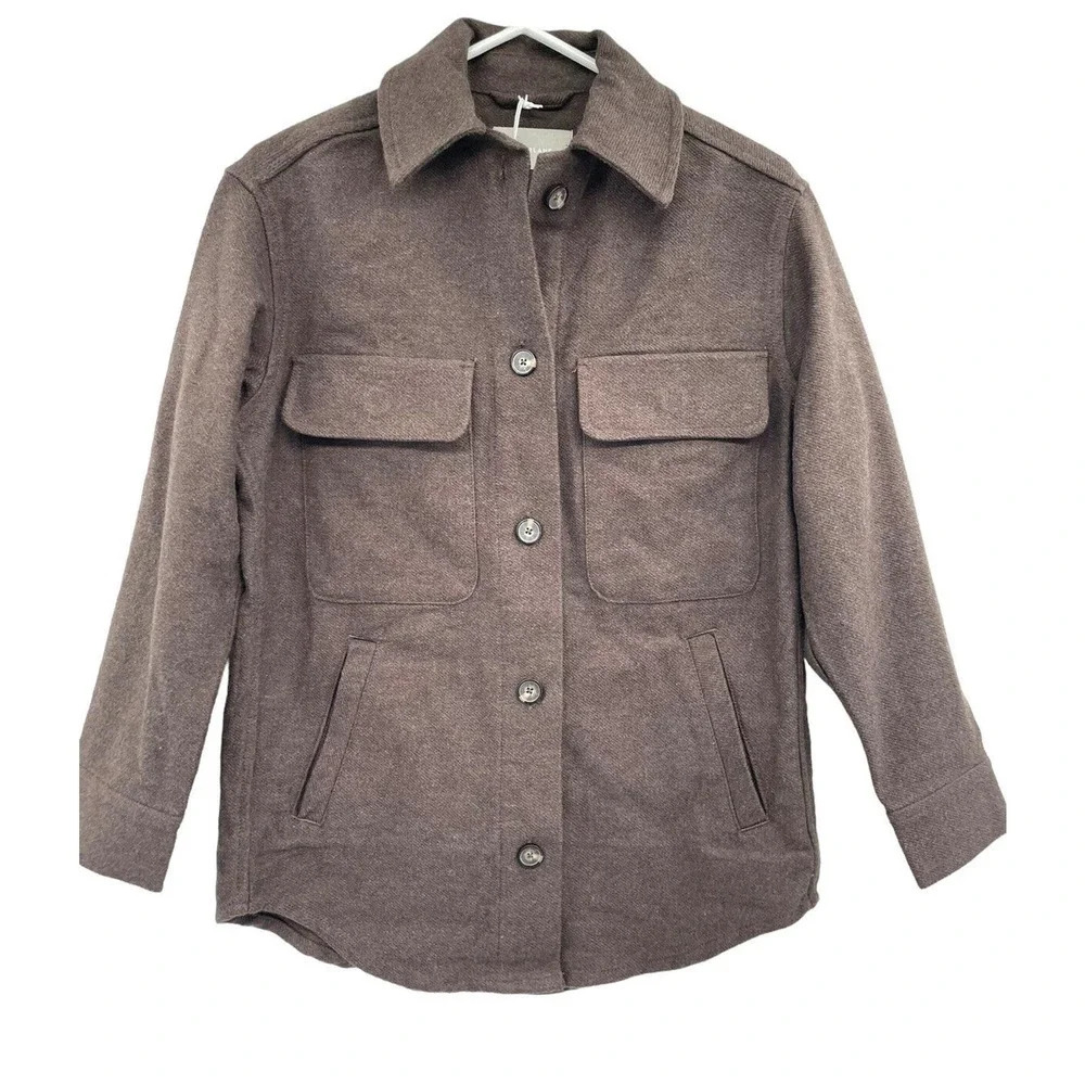 Everlane Women's Size XS Shacket Oversized Shirt Jacket Heather Brown